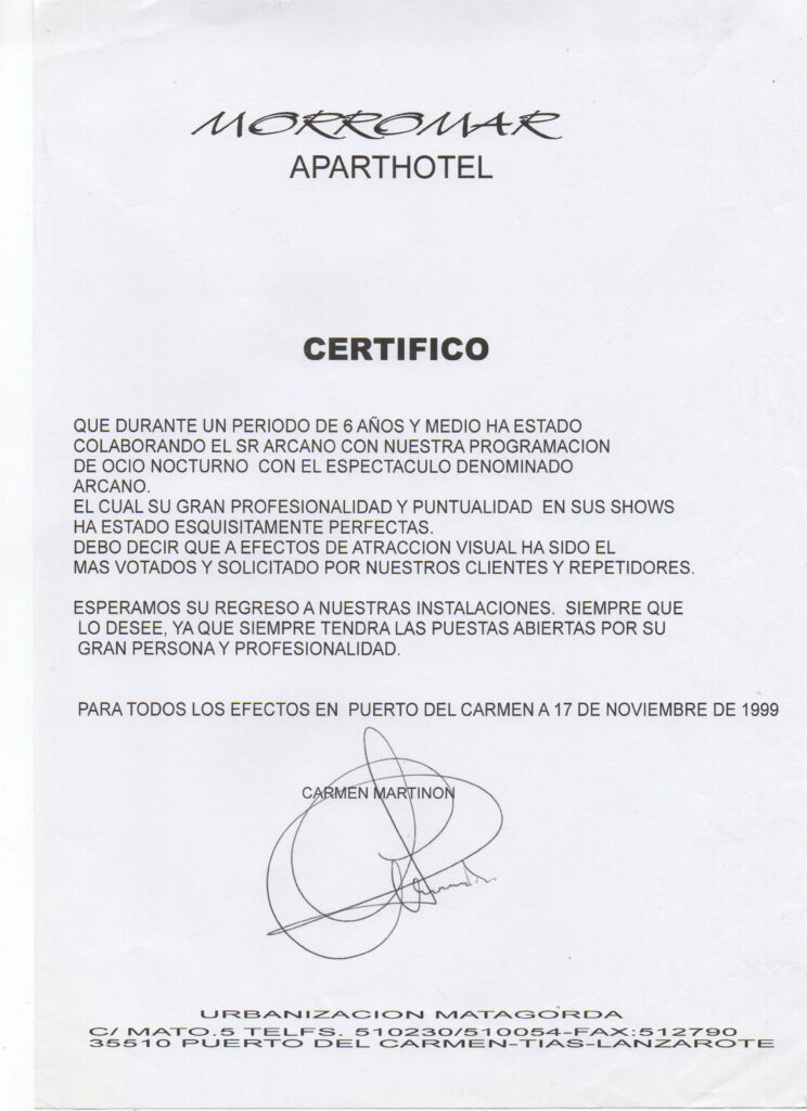 aparhotel morromar arcanoshow