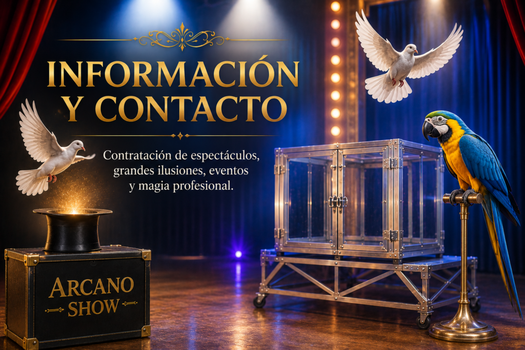Información y contacto de Arcano Show para contratación de espectáculos de magia y grandes ilusiones